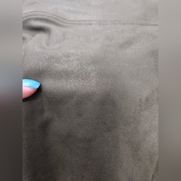 Spanx small olive green high waisted sculpting faux leather metallic leggings - Picture 10 of 11